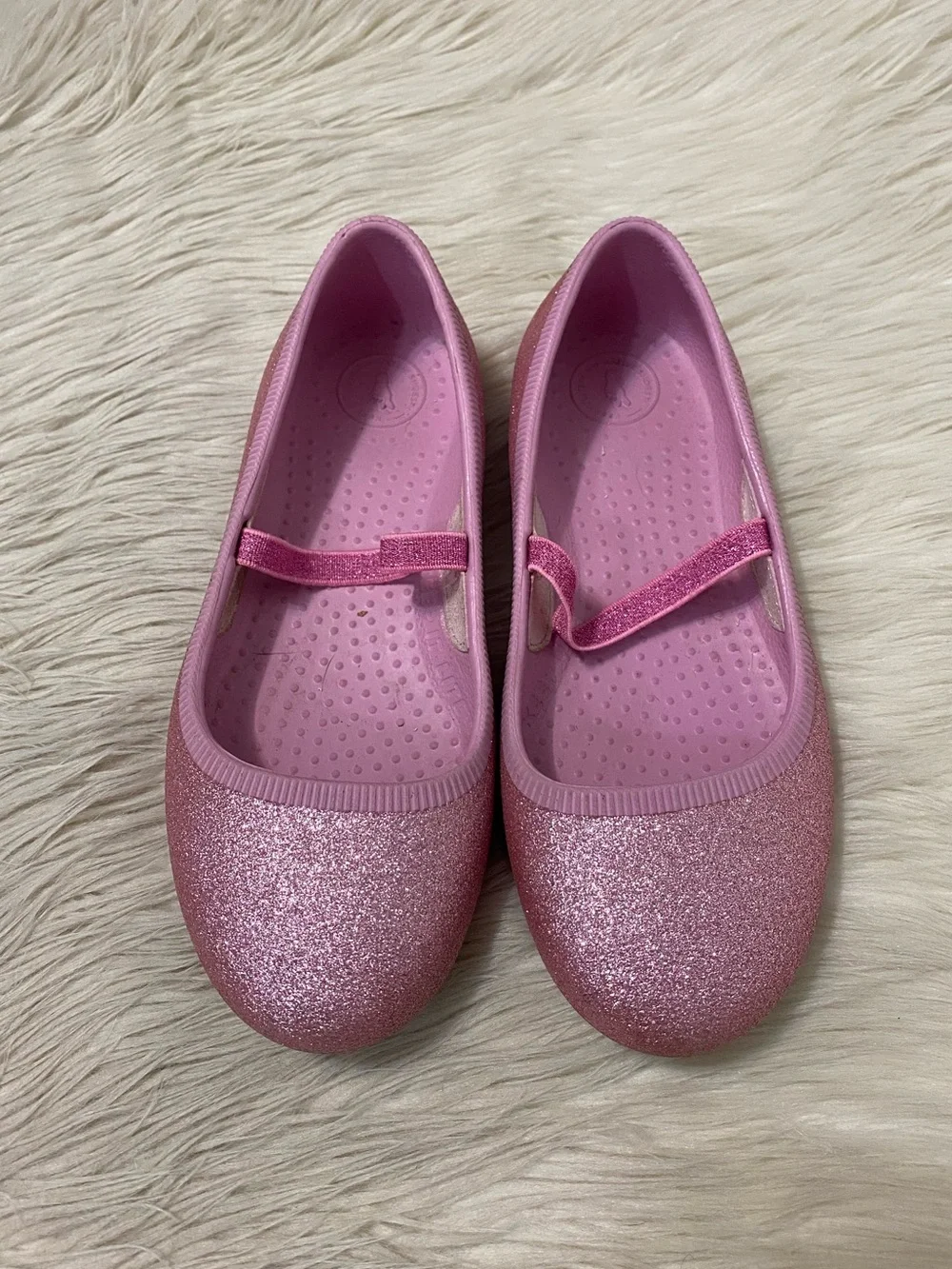 Native Margot Bling Pink Glitter Ballet Flats Slip On Sparkle Princess Girls J2